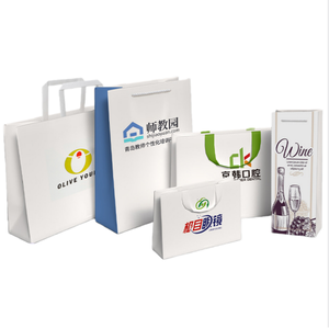 Sacs de courses en carton kraft recyclables imprimés sur mesure avec poignée longue, impression offset, papier couché, cadre photo brillant - Product Image 1