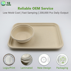 Service personnalisé 100% plateau de Service de Bagasse de canne à sucre Compostable - Product Image 5