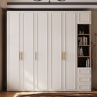 Armoire pleine hauteur à porte battante, style rétro français, color-block, pour chambre à coucher, simple et moderne, en bambou fini