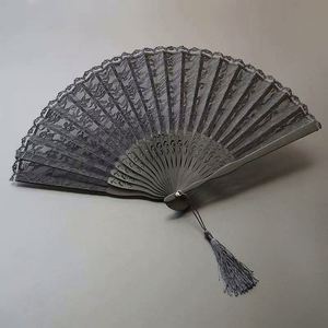 8 Inch Eco-Friendly <b>White</b> <b>Lace</b> Bamboo Wedding Fans Carved Love Style Top Stock for Wedding Gifts - Product Image 4