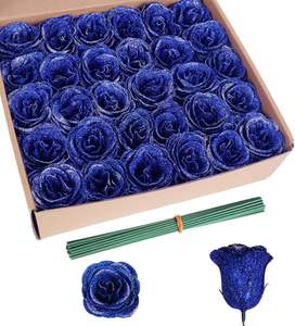 ดอกกุหลาบประดิษฐ์สีทองประกายวิบวับ  ดอกกุหลาบปลอมแบบไม่มีก้าน สำหรับตกแต่งงานแต่งงาน งานฝีมือ DIY - Product Image 1