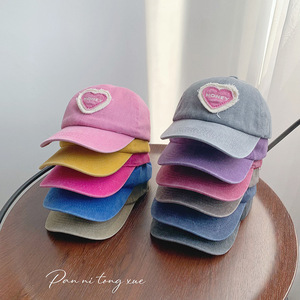 Gorra de Béisbol de 6 Paneles con Diseño de Dibujos Animados, Estilo Dulce Corazón, de Algodón, con Visera, para Niñas, Protección Solar, Estilo Primavera-Verano, Común - Product Image 2