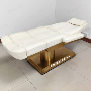 Anteeth Nueva Camilla de Masaje Moderna con Base Blanca Dorada, Control de Pie Integrado, Eléctrica, para Estética Facial y de Pestañas - Product Image 2