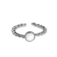 Anneau de doigt ajustable en corde torsadée plaquée or 18k, anneau ouvert Simple et minimaliste en opale torsadée