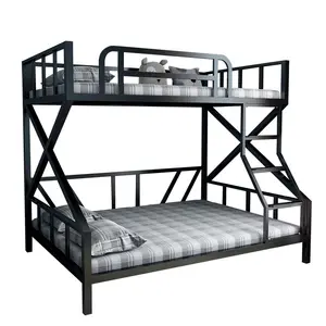 New design apartment metal adult loft bunk bed for Teen & Adults Metal Bunk Bed Twin Over Full Size with Removable Stair