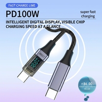 Câble USB C vers Type C PD 100W avec affichage numérique LED, contrôle intelligent de la température, cordon en alliage de zinc pour iPhone, Android, ordinateur portable, tablette