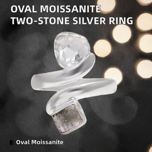 Factory Direct Sale Trendy Fashion Oval Two <b>Stone</b> VVS Moissanite Gold Plated S925 <b>Silver</b> Engagement <b>Rings</b> for Women - Product Image 2