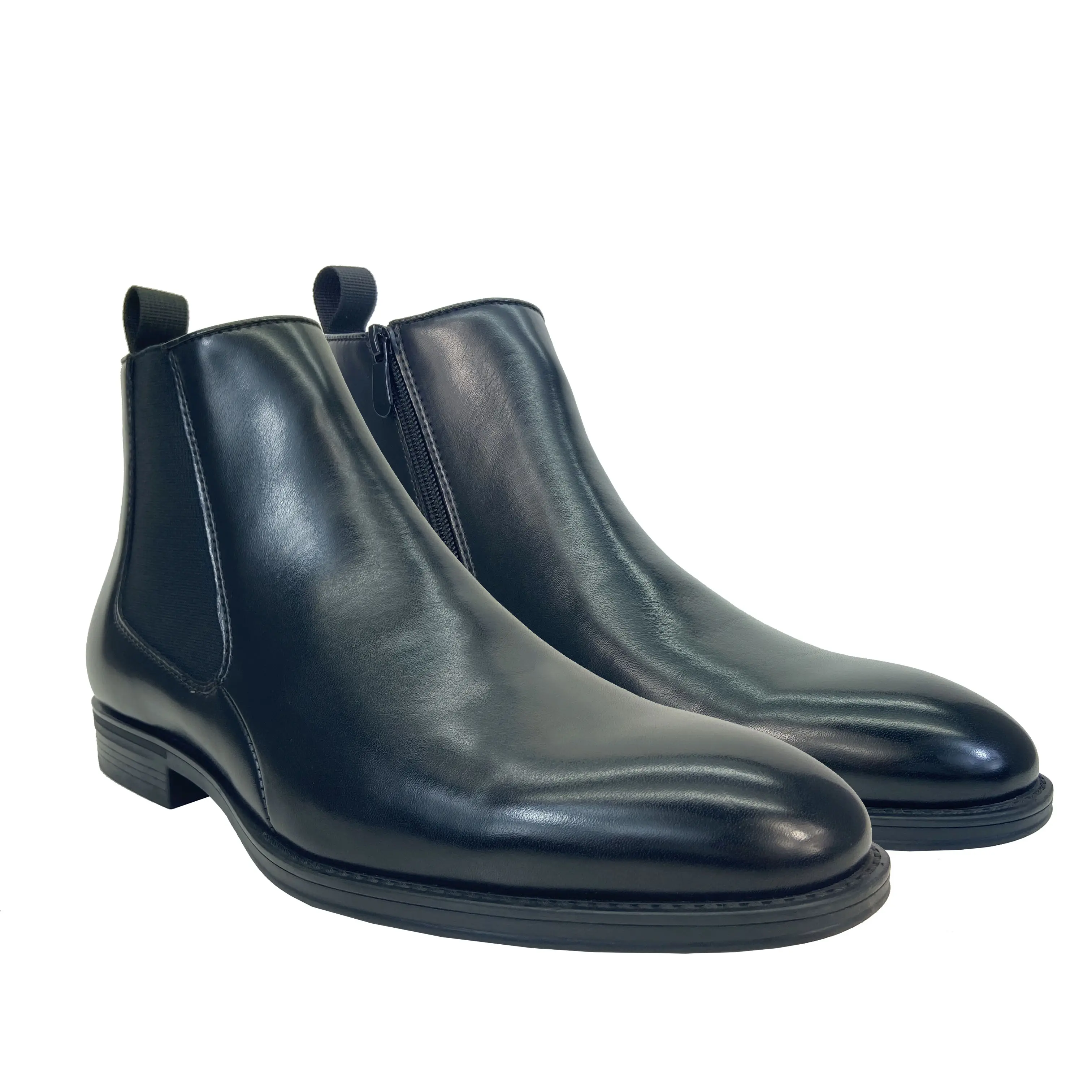 New Business Classic Kleid PU Schuhe Chelsea Stiefel schwarze Schuhe für Männer schlüpfen auf