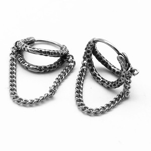 yunnique Hoop Earrings 316 Stainless Steel <b>Chain</b> Design Retro Style For Men And Women - Product Image 5