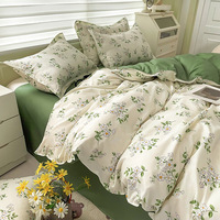 MnTYaE ensemble de housse de couette simple et confortable avec drap housses de couette taies d'oreiller imprimé floral brossé ensemble de literie pour la maison