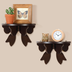 Wooden Bow Shaped Wall <b>Shelf</b> 1 Tier Durable Multi Purpose Storage <b>Rack</b> For Home Organization - Product Image 1