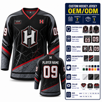 Jersey Hoki Es Cepat Kering Pesanan Grosir, Sablon Sublimasi Custom, Jersey Hoki untuk Latihan dan Pertandingan Tim Sekolah