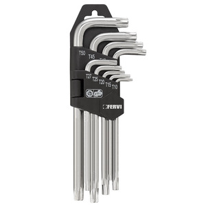 Fervi ชุดไขควงยาว chiavi Torx เกรด DIY พร้อมที่จับเหล็กโครเมี่ยมเสร็จกล่องหัวหกเหลี่ยมบรรจุ - Product Image 1