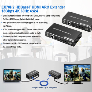 4k <strong>hdmi</strong> 2.0 Extender 230ft/70m TX RX USB Video Transmitter And Receiver 4K60HZ Support ARC IR <strong>Hdmi</strong> Extender