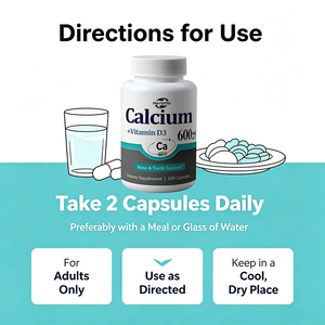 Capsules de calcium et vitamine D3 (600 mg de calcium, 400 UI de D3) pour le soutien des os et des dents, complément végétalien, marque privée OEM ODM - Product Image 4