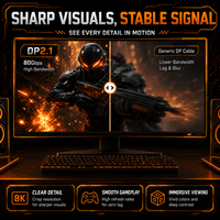 Câble vidéo tressé plaqué or 16K 60Hz 8K DP 2.1 80 Gbps avec verrouillage Push Lock, HDR dynamique, G-Sync, FreeSync pour moniteur, station de travail et jeux