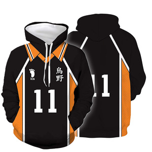 Livraison gratuite, sweat-shirts à capuche Haikyuu pour hommes, anime japonais, streetwear, Harajuku, <span class=keywords><strong>Karasuno</strong></span> Fly High, imprimé 3D, col roulé, blanc - Product Image 6