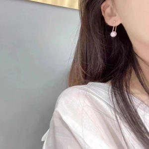 S925 <b>Silver</b> DIY <b>Pearl</b> Accessories 7-10mm Round Beads 21241 Full Hole <b>Silver</b> Jewelry <b>Earrings</b> with Empty Tray and Earnail - Product Image 3