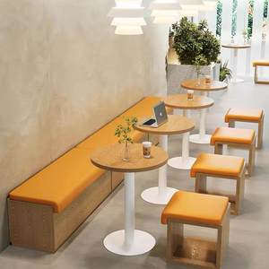 Combinazione Tavolo e Sedie per <span class=keywords><strong>Ristorante</strong></span>, Area Personalizzata a Muro per Pasticceria, Panca Lunga per Caffetteria - Product Image 4