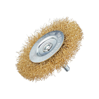 Laiton enduit Escobilla De Copa brosse à coupe en fil serti montée sur arbre et brosse plate et brosse d'extrémité pour enlever la rouille/la corrosion/la peinture