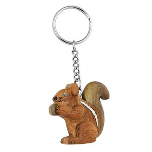 Portachiavi in legno a forma di scoiattolo, ciondolo animale in miniatura, portachiavi per auto, regalo naturale - Product Image 1