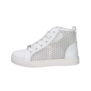 Baskets montantes tendance en toile blanches pour filles Ferre' avec strass, taille 31 - Product Image 1