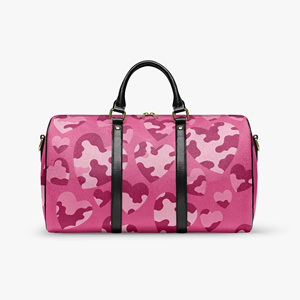 <strong>Hot</strong> Women <strong>Pink</strong> Cow Heart Pattern Weekender Duffle <strong>Bag</strong> Waterproof PU Large Travel <strong>Bag</strong> Carry on Handbag Detachable Shoulder Strap - Product Image 1