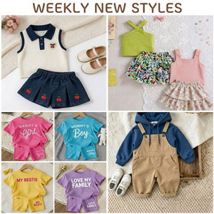 Ensembles T-shirt et short pour enfants, couleurs mélangées, imprimés nature, 0-12 ans, fabriqué en Chine, modèle 2026.4, prêt à être expédié - Product Image 3