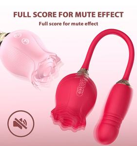 Vibromasseur en silicone en forme de rose avec extension de langue pour stimulation clitoridienne et fonction de succion - Product Image 4