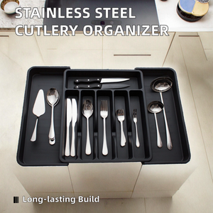 Hộp đựng đồ dùng bằng thép không gỉ có thể điều chỉnh, kiểu dáng hiện đại hình chữ nhật, hộp kéo đa năng, nhựa PP đúc, dùng để đựng dao - Product Image 3