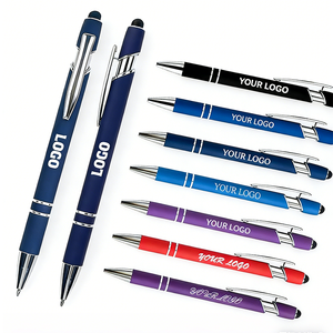 批发促销商务礼品铝制圆珠笔金属笔带软橡胶触摸屏笔尖定制手机品牌标志 - Product Image 1