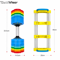 Ensemble d'haltères antidérapants BettWiser 20 kg 40 kg 90 lbs 100 lbs avec support d'haltères réglable, haltères robustes pour la maison