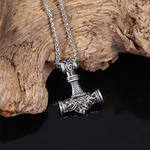 Collier Pendentif Amulette Marteau de Thor Viking Celtique Vintage Personnalisé en Gros, Bijoux Gothiques Punk Hip Hop pour Hommes - Product Image 2