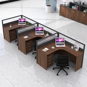 现代木制办公桌l形工作站办公家具现代设计办公隔间