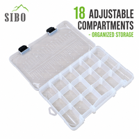 Boîte à matériel de pêche à 18 compartiments avec logo personnalisé Conteneur de stockage durable pour accessoires de pêche
