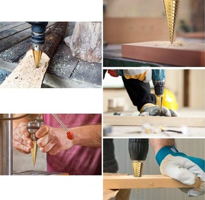 Bộ <span class=keywords><strong>6</strong></span> mũi khoan thép HSS Bộ mũi khoan lõi hình nón lỗ hiệu quả 4-12/20/32mm dụng cụ cưa cho thân thẳng bằng kim loại và gỗ - Product Image 6