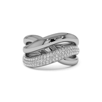 Milskye Personalisierter Maßgefertigter Modeschmuck Messing 18k Vergoldeter Dreifach-Band Überkreuzter Zirkon Statement-Ring für Damen