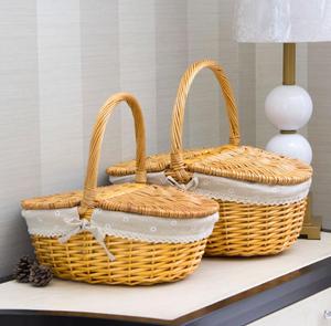 Tùy Chỉnh Màu Sắc Cách Nhiệt <span class=keywords><strong>Wicker</strong></span> Dã Ngoại Giỏ Với Một Có Thể Gập Lại Gỗ Nắp, Mây Bãi Biển Dệt Vòng Dã Ngoại Mát Giỏ - Product Image 3