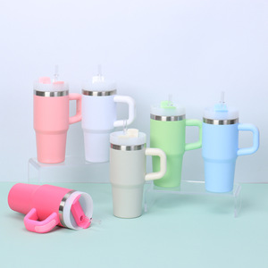 Vente Flash H2.0 Gobelet Isotherme en Acier Inoxydable à Double Paroi Revêtu de Poudre pour Enfants, Tasse d'Eau de 14 oz avec Poignée - Product Image 2