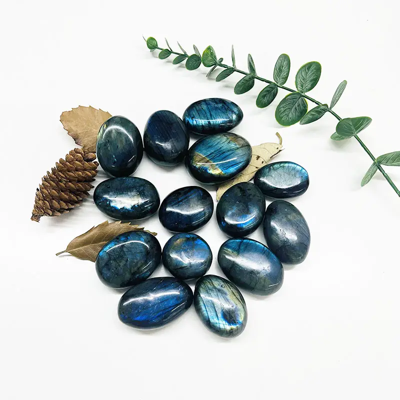 Labradorita Natural tallada para manualidades, labradorita azul de alta calidad, piedra de Palma, labradorita, 3-5cm
