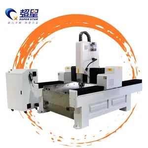 Superstar CNC 1300*2500 Mm Mesin Ukiran Batu 3d Mesin Ukiran Dinding Latar Belakang Cnc