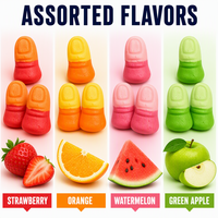 Bonbons gélifiés en forme de pouce, texture douce mate, design bicolore, saveur de fruits mélangés, vente en gros, fabricant de bonbons gélifiés avec logo personnalisé