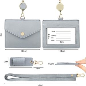 Genuine Leather Badge <b>Holder</b> With Neck Lanyard Retractable Reel Pen <b>Holder</b> For Work <b>ID</b> Card And Glasses - Product Image 5