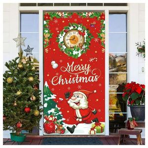 ผ้าคลุมมือจับประตูแบบสแปนเด็กซ์ลายธงประดับตกแต่งเทศกาลคริสต์มาส/ปีใหม่ปี 2023 พร้อมโลโก้สั่งทำพิเศษสำหรับแขวนภายนอก - Product Image 5