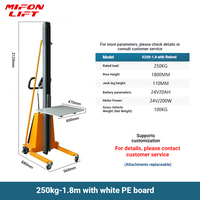 Mini transpalette électrique portable MIFONLIFT, capacité 250 kg, semi-électrique, avec différentes hauteurs de levage de 1,5/1,7/2,0 m
