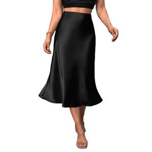 Nouvelle Robe Automne-Hiver en Satin, Coupe Ajustée, Effet Amincissant, Jupe Longue Sirène avec Taille Haute et Effet Sculptant sur les Hanches - Product Image 1