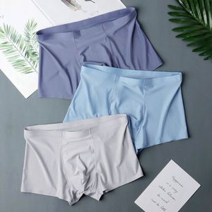 Calzoncillos bóxer de hombre a la moda, de tiro medio, de seda helada fina, de punto, cómodos, sin costuras, con logo, transpirables, para jóvenes - Product Image 2