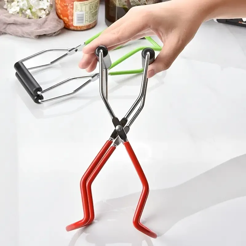 Anti-Scalding Stainless Steel Canning Jar Lifter with Rubber Gripsand Long Handle -Wide-Mouth Clip for Safe and Easy Caning