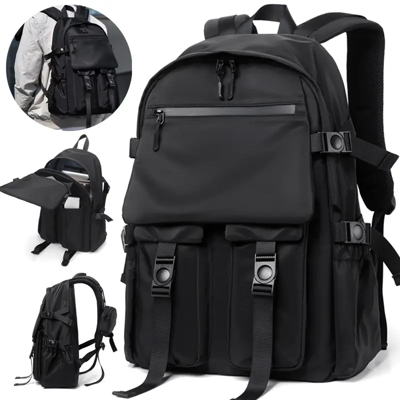 Tas Laptop tas Interlayer Notebook untuk pria tas koper Hiking punggung tas Travel pria bisnis luar ruangan poliester uniseks