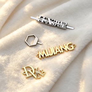 Personalized Private Brand Metal <b>Name</b> Labels Custom Engraved Logo Sewable Metal <b>Tags</b> Decorative Metal Badges for Garment - Product Image 1